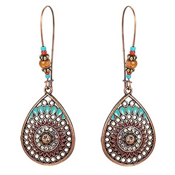 Boho Copper Drop Earrings - Picture 1 of 1